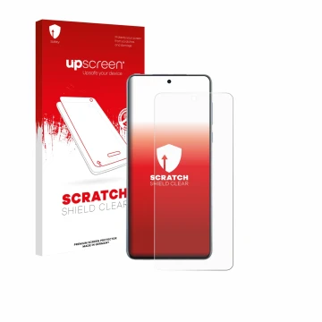 Parte frontale di una confezione del prodotto con il logo del marchio upscreen. Accanto è raffigurato il dispositivo Oppo Find