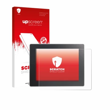 Parte frontale di una confezione del prodotto con il logo del marchio upscreen. Accanto è raffigurato il dispositivo Weintek c