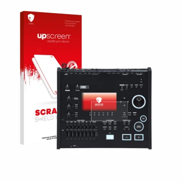 Parte frontale di una confezione del prodotto con il logo del marchio upscreen. Accanto è raffigurato il dispositivo Roland V7