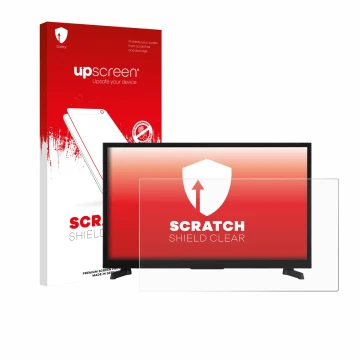 Parte frontale di una confezione del prodotto con il logo del marchio upscreen. Accanto è raffigurato il dispositivo JVC LT-24