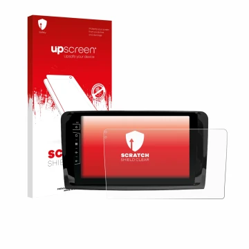 Parte frontale di una confezione del prodotto con il logo del marchio upscreen. Accanto è raffigurato il dispositivo Dynavin D