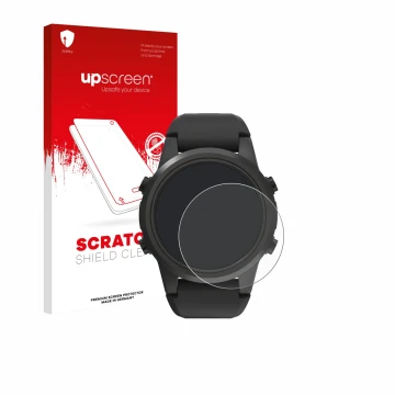 Parte frontale di una confezione del prodotto con il logo del marchio upscreen. Accanto è raffigurato il dispositivo Shearwate