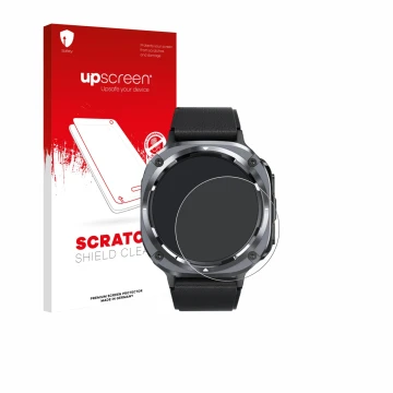 Parte frontale di una confezione del prodotto con il logo del marchio upscreen. Accanto è raffigurato il dispositivo TIMU S90+