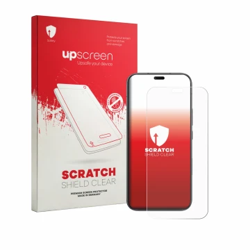 Parte frontale di una confezione del prodotto con il logo del marchio upscreen. Accanto è raffigurato il dispositivo Honor X80