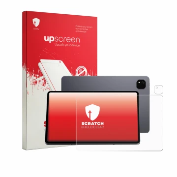 Parte frontale di una confezione del prodotto con il logo del marchio upscreen. Accanto è raffigurato il dispositivo Alldocube