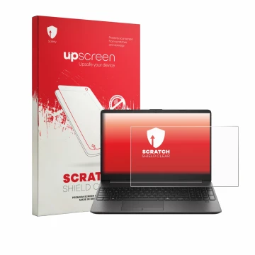 Parte frontale di una confezione del prodotto con il logo del marchio upscreen. Accanto è raffigurato il dispositivo HP EliteB