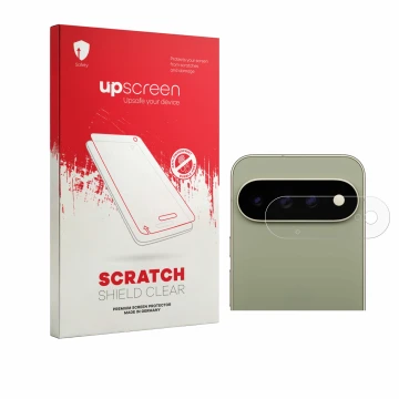 Parte frontale di una confezione del prodotto con il logo del marchio upscreen. Accanto è raffigurato il dispositivo Google Pi
