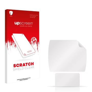 Parte frontale di una confezione del prodotto con il logo del marchio upscreen. Accanto si trova la protezione per lo schermo 