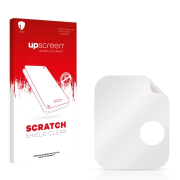 Parte frontale di una confezione del prodotto con il logo del marchio upscreen. Accanto si trova la protezione per lo schermo 