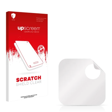 Parte frontale di una confezione del prodotto con il logo del marchio upscreen. Accanto si trova la protezione per lo schermo 