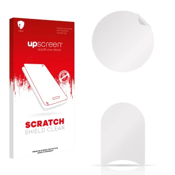 Parte frontale di una confezione del prodotto con il logo del marchio upscreen. Accanto si trova la protezione per lo schermo 