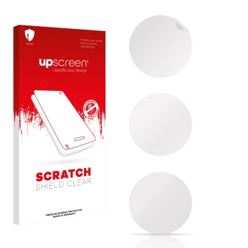 Parte frontale di una confezione del prodotto con il logo del marchio upscreen. Accanto si trova la protezione per lo schermo 