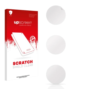 Parte frontale di una confezione del prodotto con il logo del marchio upscreen. Accanto si trova la protezione per lo schermo 