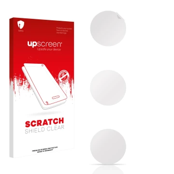 Parte frontale di una confezione del prodotto con il logo del marchio upscreen. Accanto si trova la protezione per lo schermo 