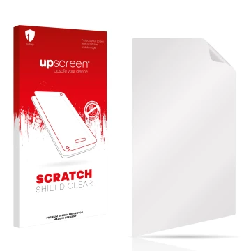 Parte frontale di una confezione del prodotto con il logo del marchio upscreen. Accanto si trova la protezione per lo schermo 