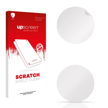 Parte frontale di una confezione del prodotto con il logo del marchio upscreen. Accanto si trova la protezione per lo schermo 