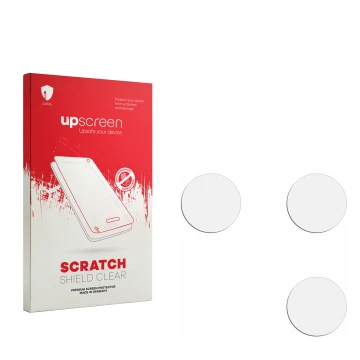 Parte frontale di una confezione del prodotto con il logo del marchio upscreen. Accanto si trova la protezione per lo schermo 
