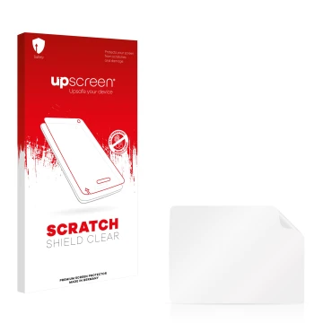 Parte frontale di una confezione del prodotto con il logo del marchio upscreen. Accanto si trova la protezione per lo schermo 