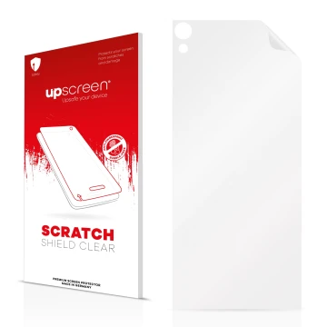 Parte frontale di una confezione del prodotto con il logo del marchio upscreen. Accanto si trova la protezione per lo schermo 