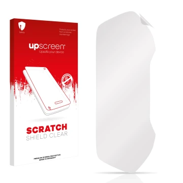 Parte frontale di una confezione del prodotto con il logo del marchio upscreen. Accanto si trova la protezione per lo schermo 