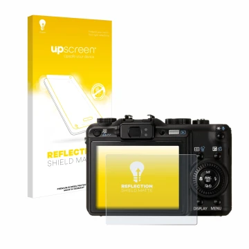 Parte frontale di una confezione del prodotto con il logo del marchio upscreen. Accanto è raffigurato il dispositivo Canon Pow