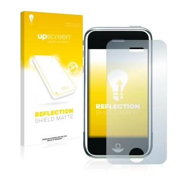 Parte frontale di una confezione del prodotto con il logo del marchio upscreen. Accanto è raffigurato il dispositivo Apple iPh