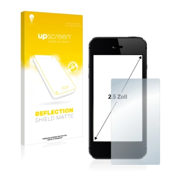 Parte frontale di una confezione del prodotto con il logo del marchio upscreen. Accanto è raffigurato il dispositivo con la re