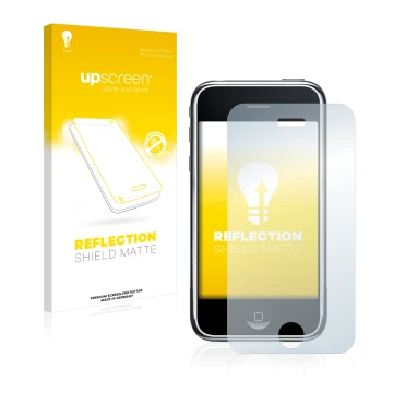 Parte frontale di una confezione del prodotto con il logo del marchio upscreen. Accanto è raffigurato il dispositivo Apple iPh