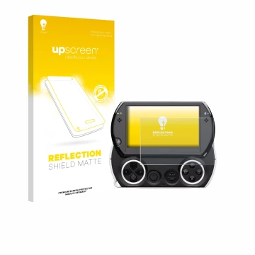 Parte frontale di una confezione del prodotto con il logo del marchio upscreen. Accanto è raffigurato il dispositivo Sony PSP 