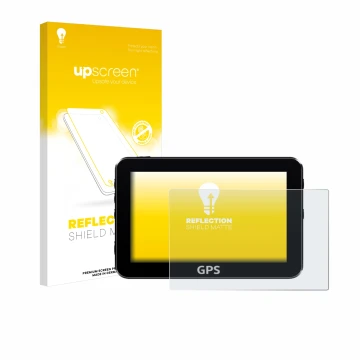 Parte frontale di una confezione del prodotto con il logo del marchio upscreen. Accanto è raffigurato il dispositivo con la re
