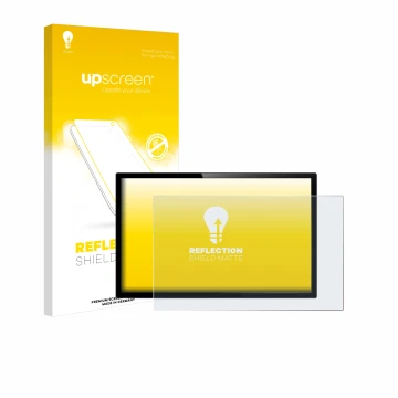 Parte frontale di una confezione del prodotto con il logo del marchio upscreen. Accanto è raffigurato il dispositivo con la re
