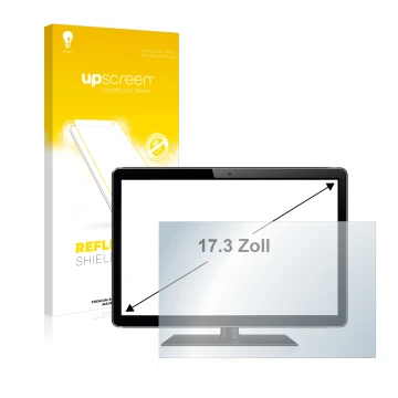 Parte frontale di una confezione del prodotto con il logo del marchio upscreen. Accanto è raffigurato il dispositivo con la re