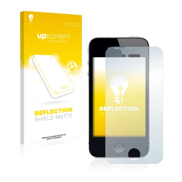 Parte frontale di una confezione del prodotto con il logo del marchio upscreen. Accanto è raffigurato il dispositivo Apple iPh