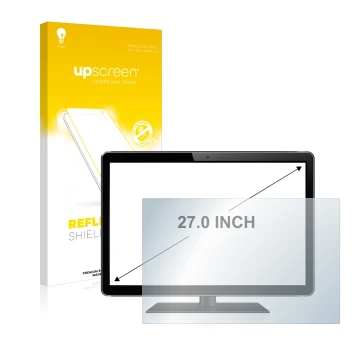 Parte frontale di una confezione del prodotto con il logo del marchio upscreen. Accanto è raffigurato il dispositivo con la re