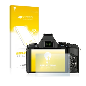 Parte frontale di una confezione del prodotto con il logo del marchio upscreen. Accanto è raffigurato il dispositivo Olympus O