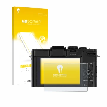 Parte frontale di una confezione del prodotto con il logo del marchio upscreen. Accanto è raffigurato il dispositivo Leica D-L