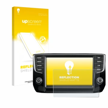 Parte frontale di una confezione del prodotto con il logo del marchio upscreen. Accanto è raffigurato il dispositivo Volkswage