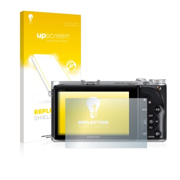 Parte frontale di una confezione del prodotto con il logo del marchio upscreen. Accanto è raffigurato il dispositivo Samsung N