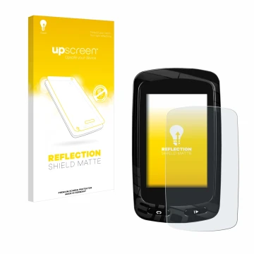 Parte frontale di una confezione del prodotto con il logo del marchio upscreen. Accanto è raffigurato il dispositivo Garmin Ed