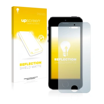 Parte frontale di una confezione del prodotto con il logo del marchio upscreen. Accanto è raffigurato il dispositivo Apple iPh