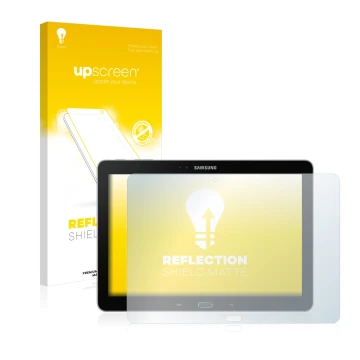 Parte frontale di una confezione del prodotto con il logo del marchio upscreen. Accanto è raffigurato il dispositivo Samsung G