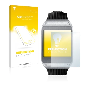 Parte frontale di una confezione del prodotto con il logo del marchio upscreen. Accanto è raffigurato il dispositivo Samsung G