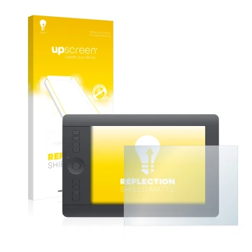 Parte frontale di una confezione del prodotto con il logo del marchio upscreen. Accanto è raffigurato il dispositivo Wacom Int