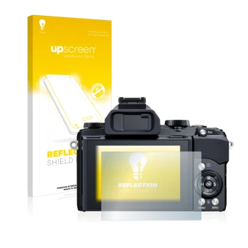 Parte frontale di una confezione del prodotto con il logo del marchio upscreen. Accanto è raffigurato il dispositivo Olympus S