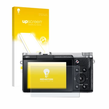 Parte frontale di una confezione del prodotto con il logo del marchio upscreen. Accanto è raffigurato il dispositivo Samsung N