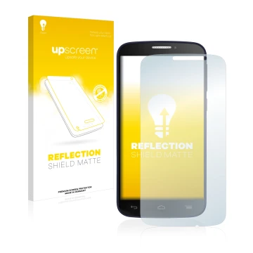 Parte frontale di una confezione del prodotto con il logo del marchio upscreen. Accanto è raffigurato il dispositivo Alcatel O