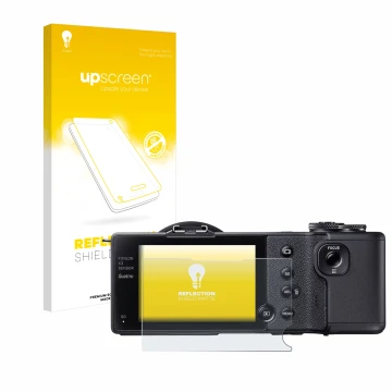 Parte frontale di una confezione del prodotto con il logo del marchio upscreen. Accanto è raffigurato il dispositivo Sigma dp2