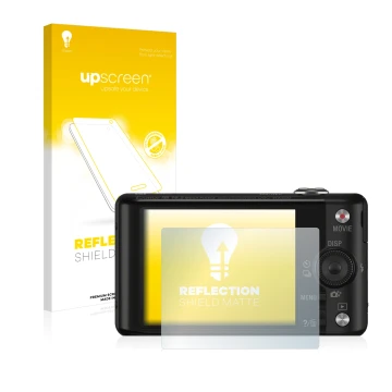 Parte frontale di una confezione del prodotto con il logo del marchio upscreen. Accanto è raffigurato il dispositivo Sony Cybe