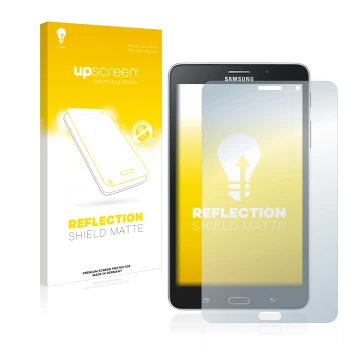 Parte frontale di una confezione del prodotto con il logo del marchio upscreen. Accanto è raffigurato il dispositivo Samsung G