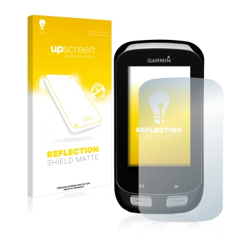 Parte frontale di una confezione del prodotto con il logo del marchio upscreen. Accanto è raffigurato il dispositivo Garmin Ed